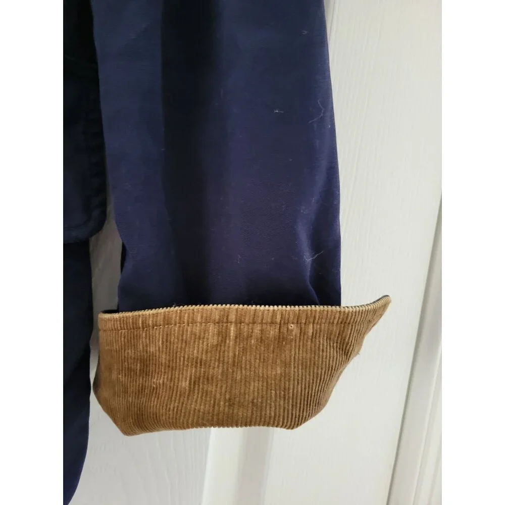 J. Crew Mens Chore Barn Blue brown Corduroy collar size Medium Long sleeve